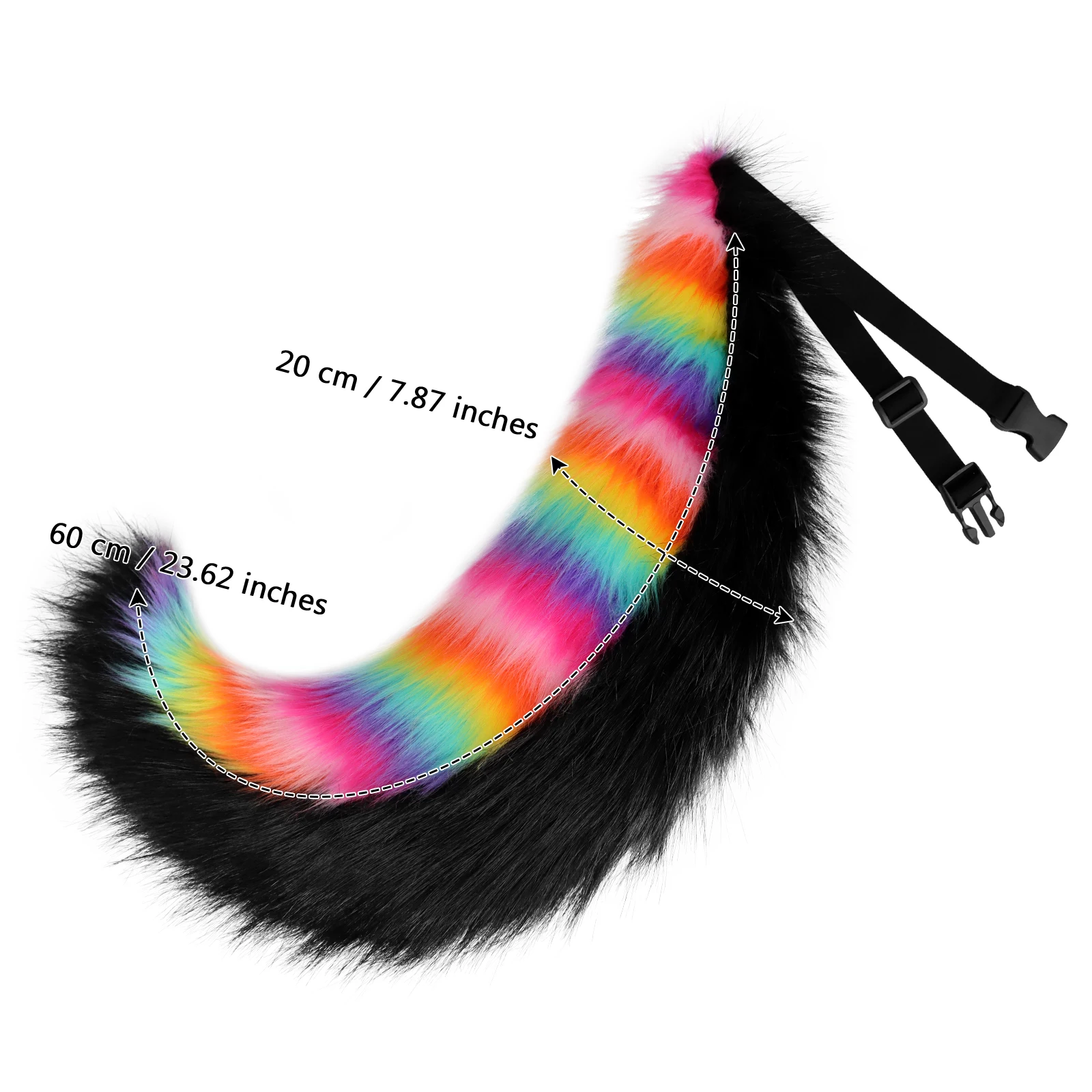 Faux Fur Animal Fox Wolf Tail Fursuit Furry Handmade Fluffy Plush Cosplay Costume Accessories Halloween Party