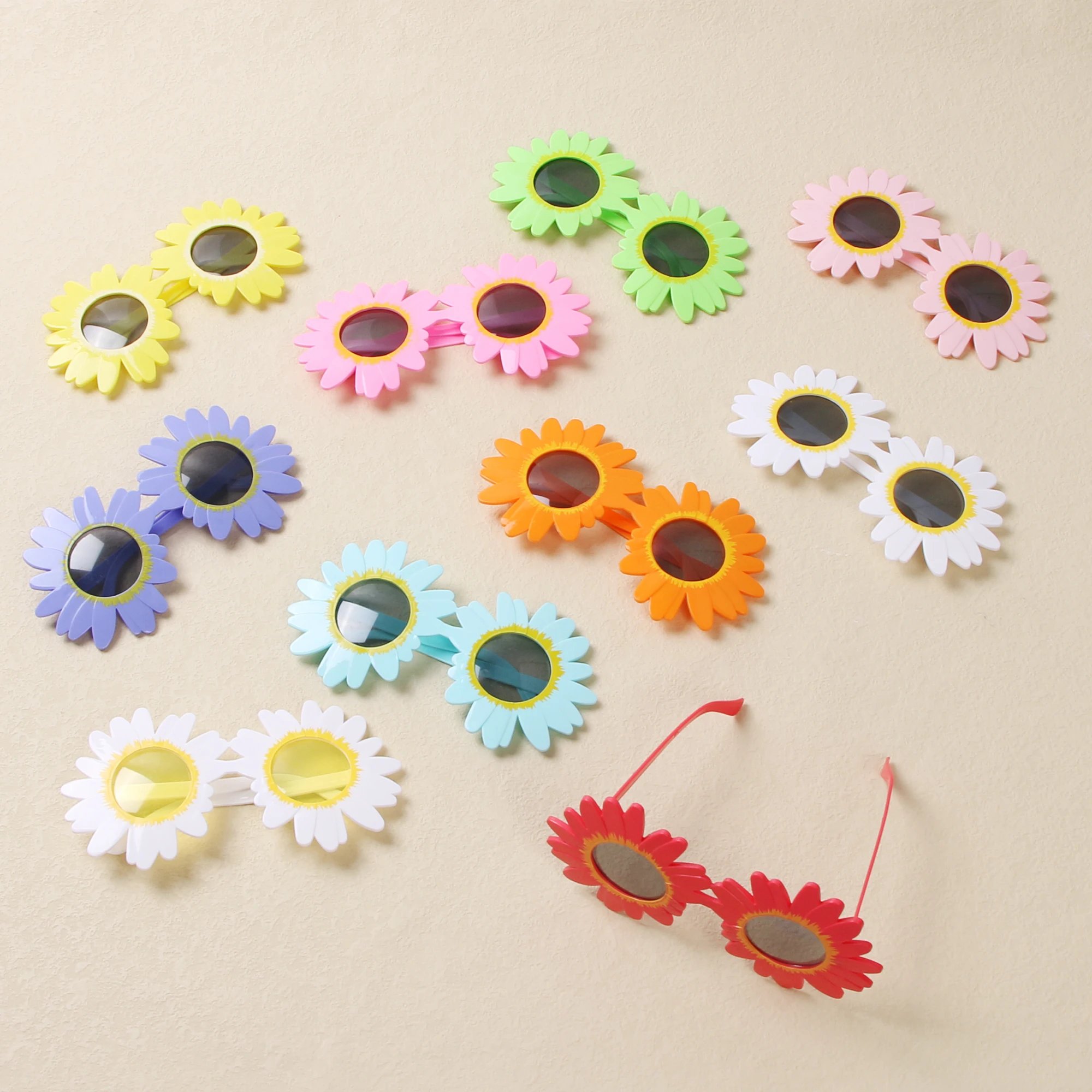 Sonnenblumen-Sonnenbrille, kleine Gänseblümchen-Form, Sonnenbrille, lustige Party, dekorative Brille, Kunststoff, Sammeln, Picknick, Fotografie-Requisiten – Detail 23