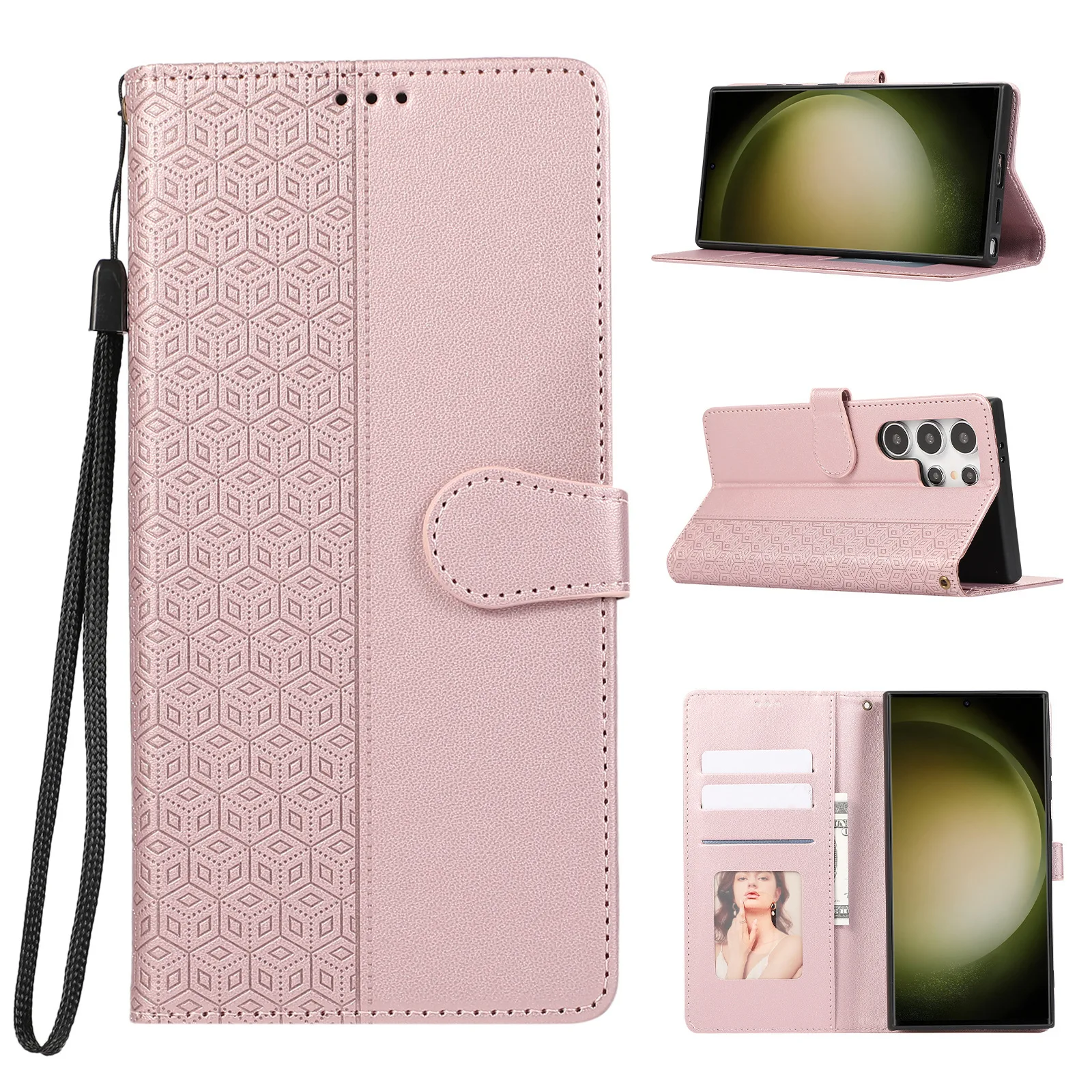 Magnetyczne etui z klapką i klipsem do Vivo V50 V40 Lite V40E V30 V30E V29 Pro V25 V25E, skórzane, z 3 przegródkami na karty, odporne na wstrząsy, z paskiem na nadgarstek i tylną osłoną.