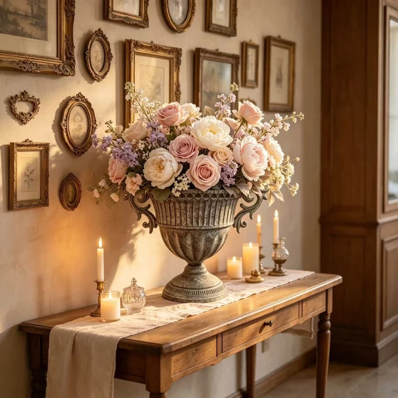 Retro Double Ear Roman Trophy Flower Vase Wedding Venue Road Guide Decoration Flower Urn Cast Iron Horticultural Iron Flower Pot