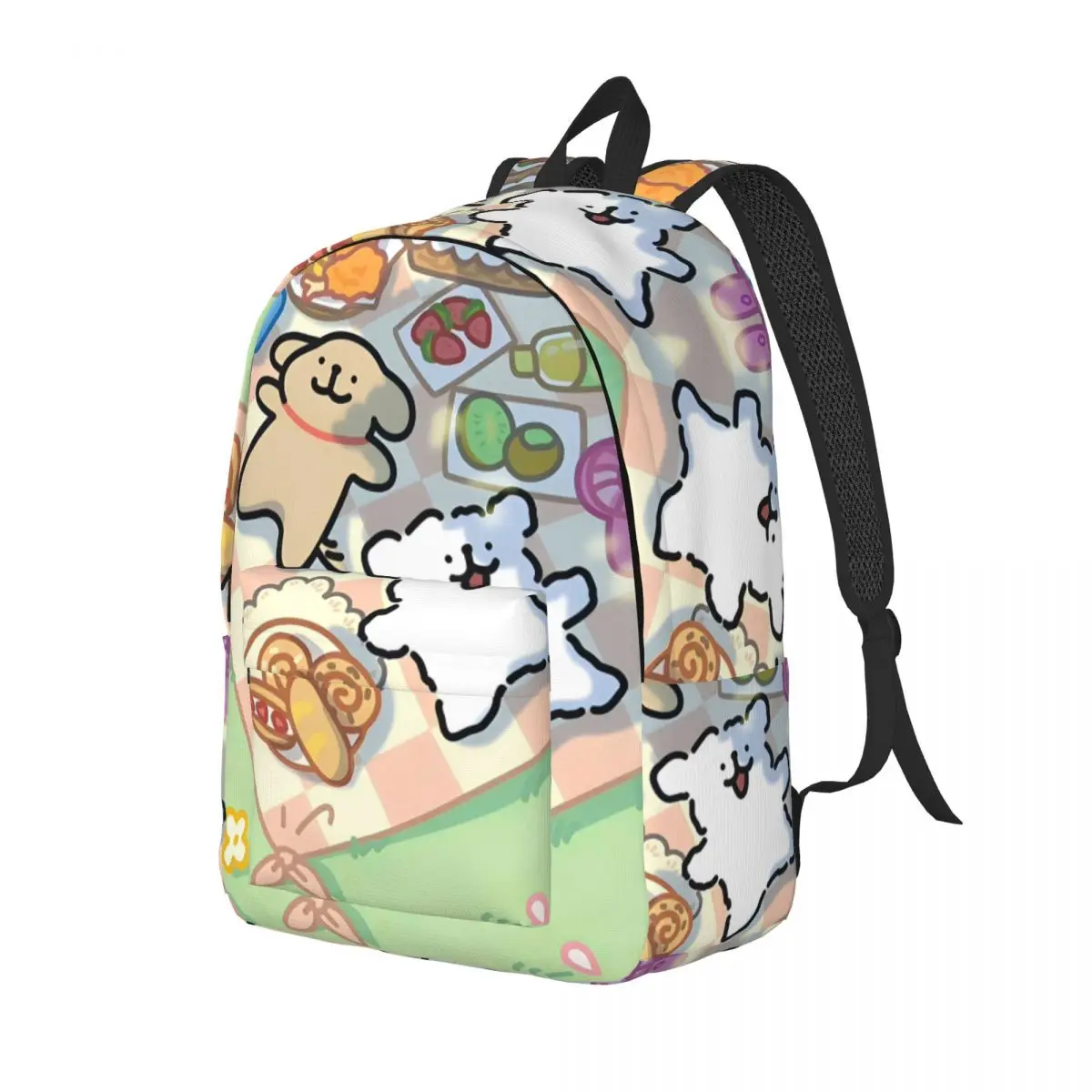 Maltese Golden Kawaii Couple Line Dogs Backpack for Men Women Casual High School Hiking Travel Laptop Computer Canvas Bags Gift