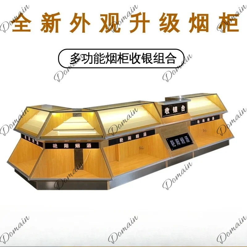 Supermarket glass display stand Shopping mall convenience store checkout page Multifunctional corner integrated cabinet