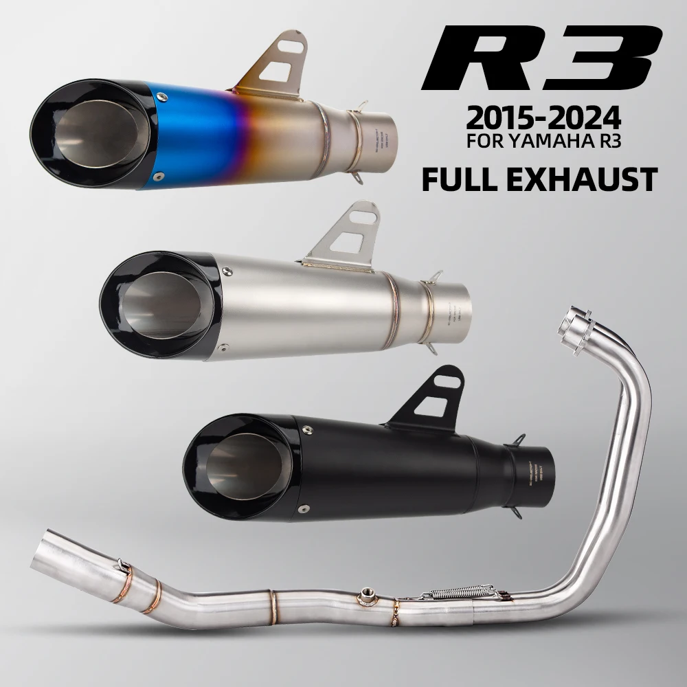 

Full System For Yamaha R3 2015-2024 Motorcycle Exhaust Front Link Pipe Escape Moto 51MM Two Layer Muffler DB Killer