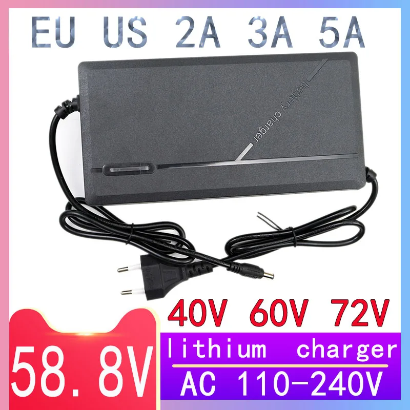 

58.8V 2a 3a 5a Lithium Charger 52V Smart Charger 110-240V 14s 48V 60V 72V Li-ion Battery Fast Charger