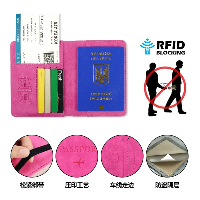 PU Leather Passport Protector Case RFID Blocking Passport Holder Covers for Internation Travel with Inner ID Credit Card Slot