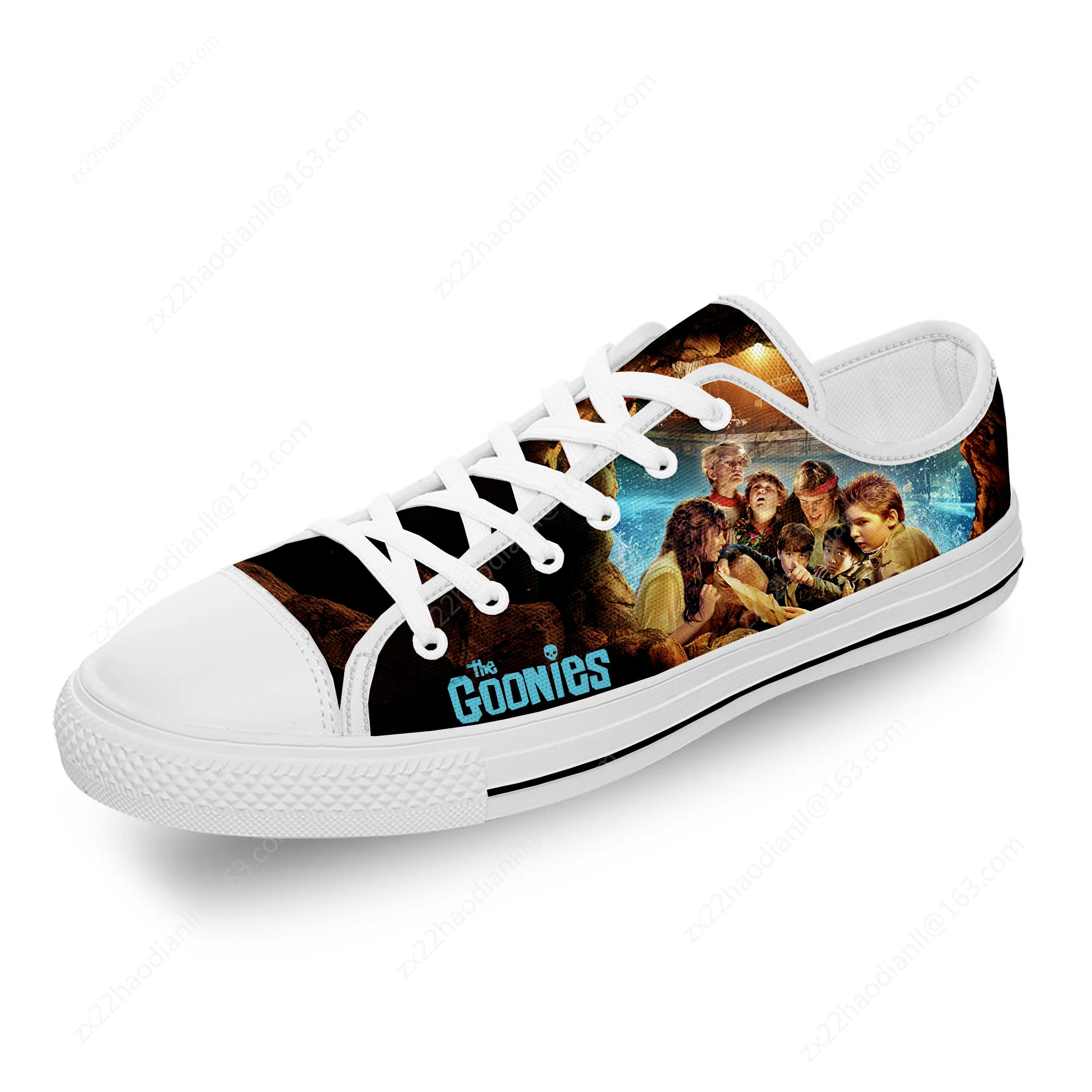 Movie Goonies Never Say Die Cool White Cloth Fashion 3D Print Low Top Canvas Shoes Men Women Lightweight Breathable Sneakers