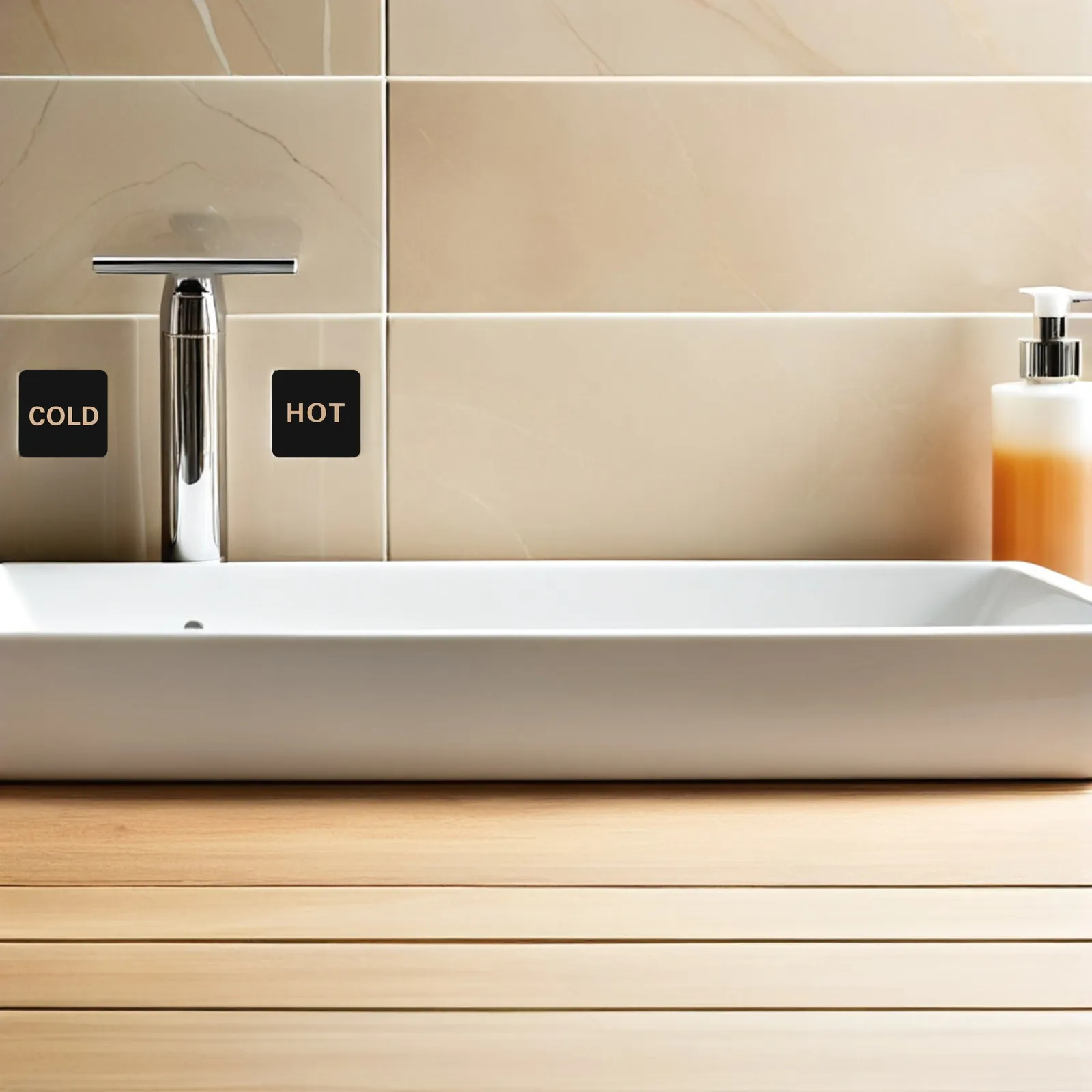 

10Pairs Acrylic Cold Hot Water Signs Square Self Adhesive Faucet Sink Labels Modern Hotel Office Restaurant Bathroom Decor