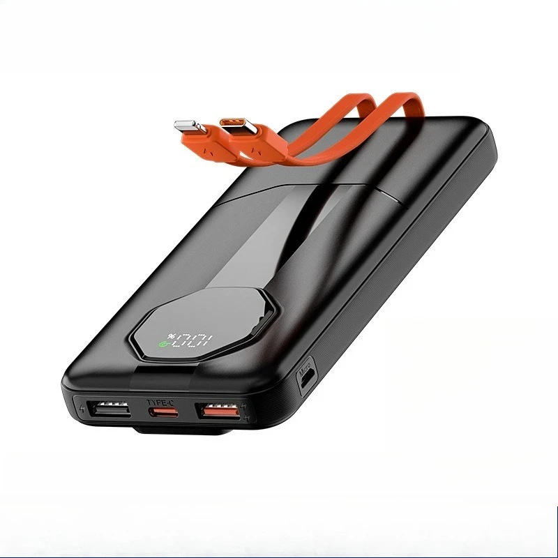 10000mAh Portable Charger with Built-in Cables Ultra-large Capacity Lightweight Slim and Fast Charging Power Bank