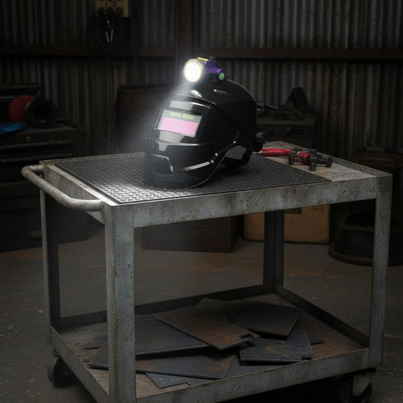 Auto Darkening Metal-Joining Helmet Long-Lasting Auto Darkening Metal-Joining Mask Flip down Weld Helmet Clear Viewing Window