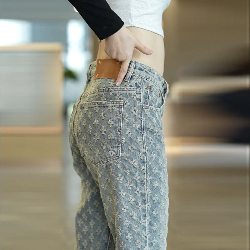 

American Style Loose Straight Leg Men's Jeans High Street Fashion Brand Set Long Pants Casual Wear for Teenagers