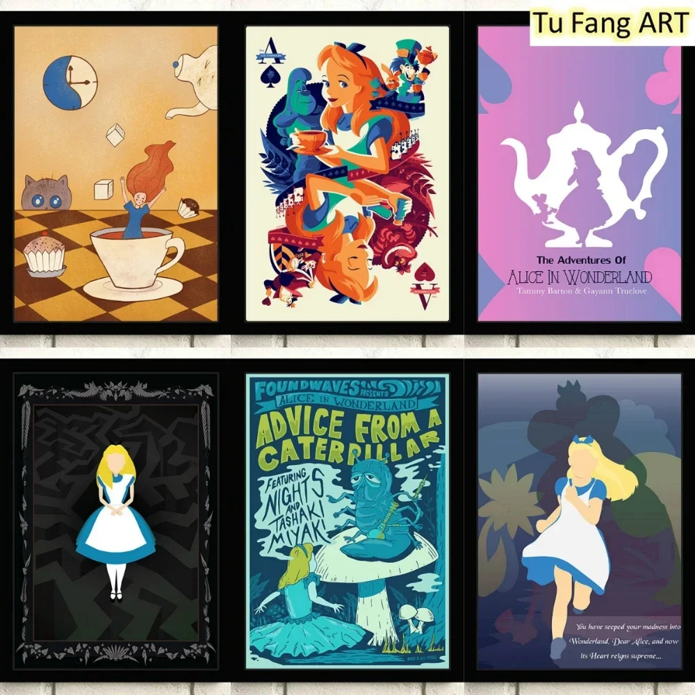 Anime Canvas Painting Alice In Wonderland Wall Art Prints Posters Room Decor Pictures for Bedroom Kids Home Decoration