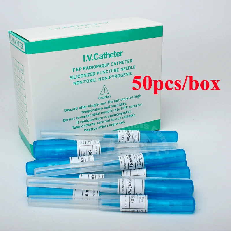 

50pcs Disposable IV Catheter Pen Type IV Cannula Intravenous Catheter with Needle Injection 20G 22G 24G 26G