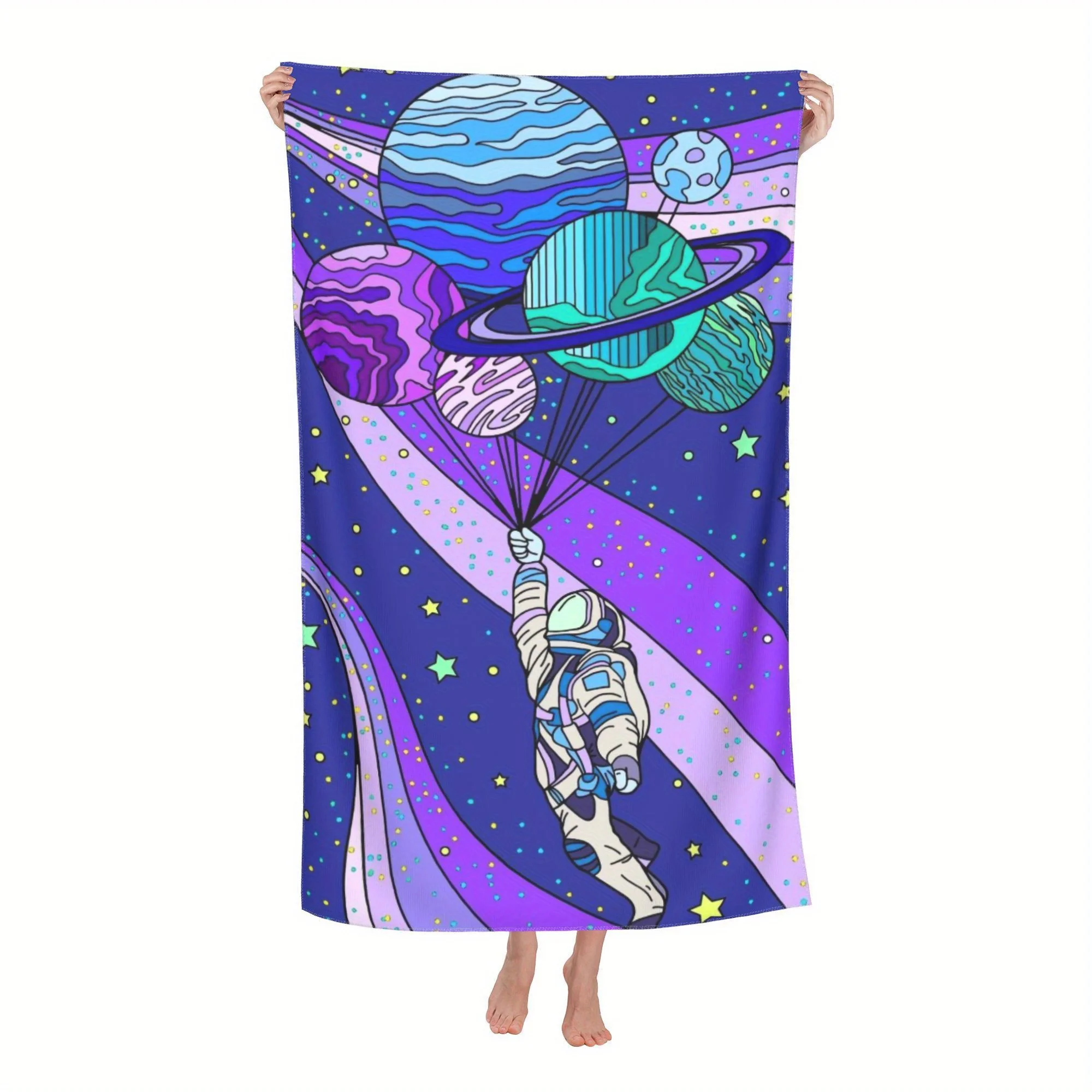 

Pop Art Spaceman Space Astronaut Microfiber Thin Lightweight Beach Towel for Women Men Sand Free Quick Dry