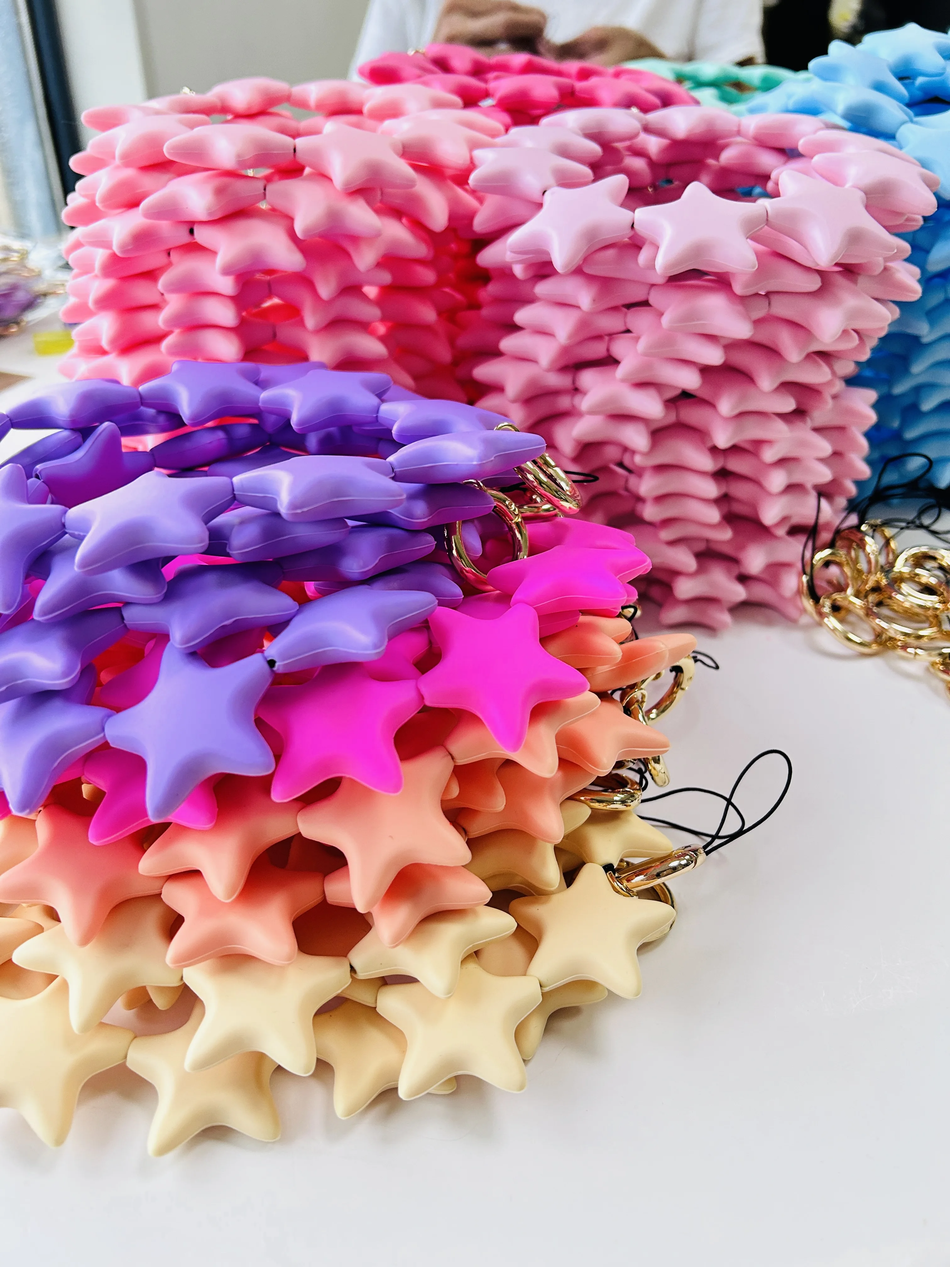 Multicolour Eco-friendly Silicone Star Beads Accessories Phone  Chain for Wristlet