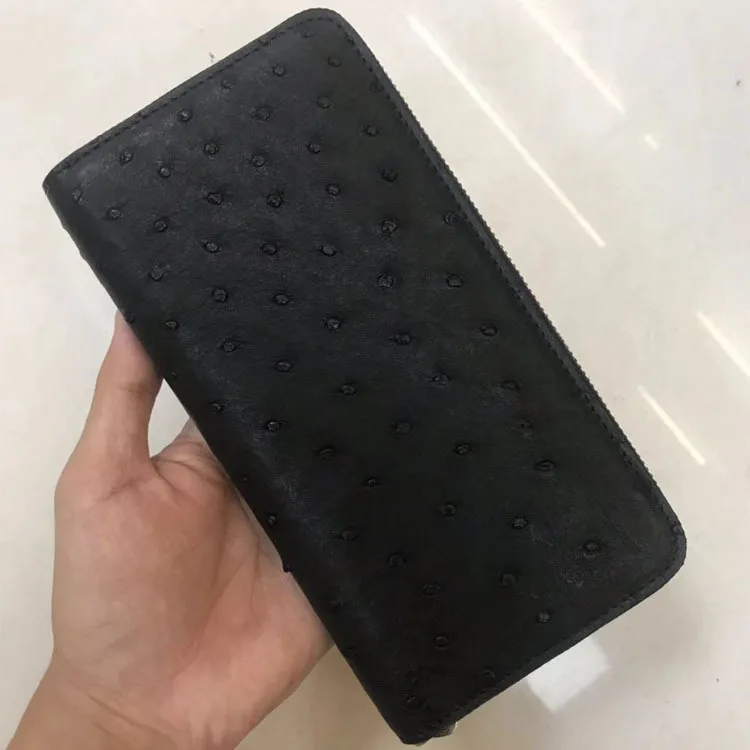 2024 New Fashion Business Men's Wallets Ostrich Skin Genuine Leather Long Organizer Wallet Boy Brand Luxury Card Holder Purse