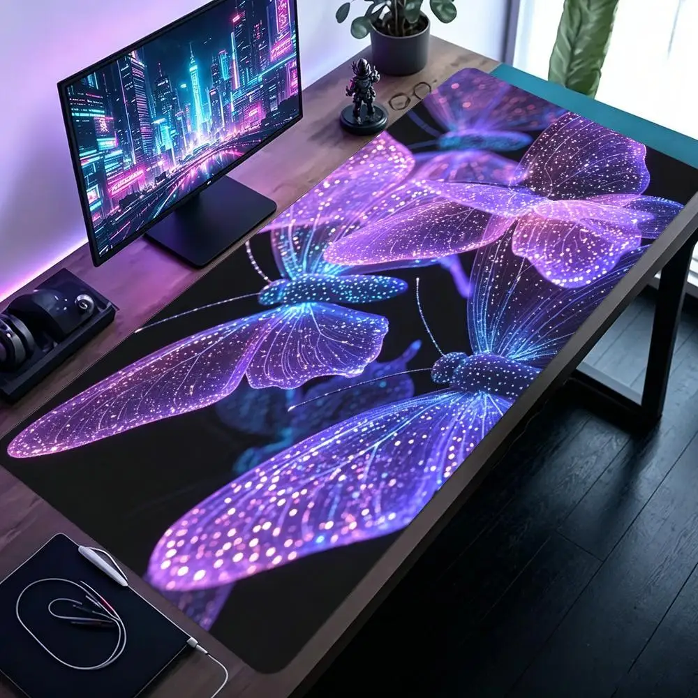 Mousepad Table Mat Purple Butterfly Playmat Anti Scratch Smooth Rubber Non Slip High Definition Anime Games Pads