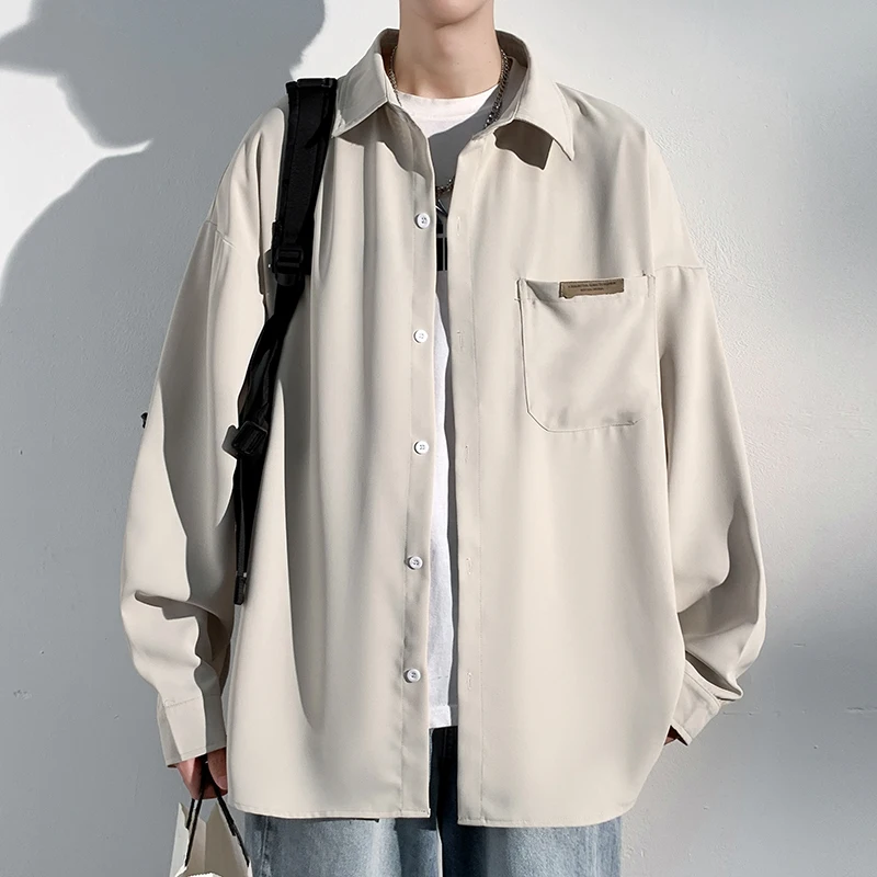 Shirt men\'s spring and Autumn New Korean fashion ins large loose splicing contrast casual lining Jacket Genuine Promotion