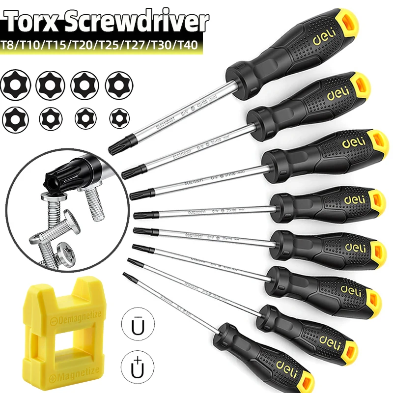 

Набор отверток Torx из 9 предметов с магнитом - сталь CR-V, T8/T10/T15/T20/T25/T27/T30/T40, для авторемонта, механических работ