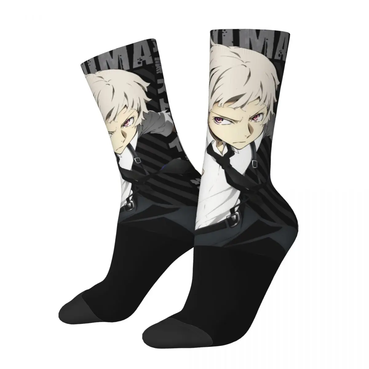 Retro Atsushi Nakajima Crazy Men\'s compression Socks Unisex Bungou Stray Dogs Wan Anime Harajuku Seamless Printed Crew Sock