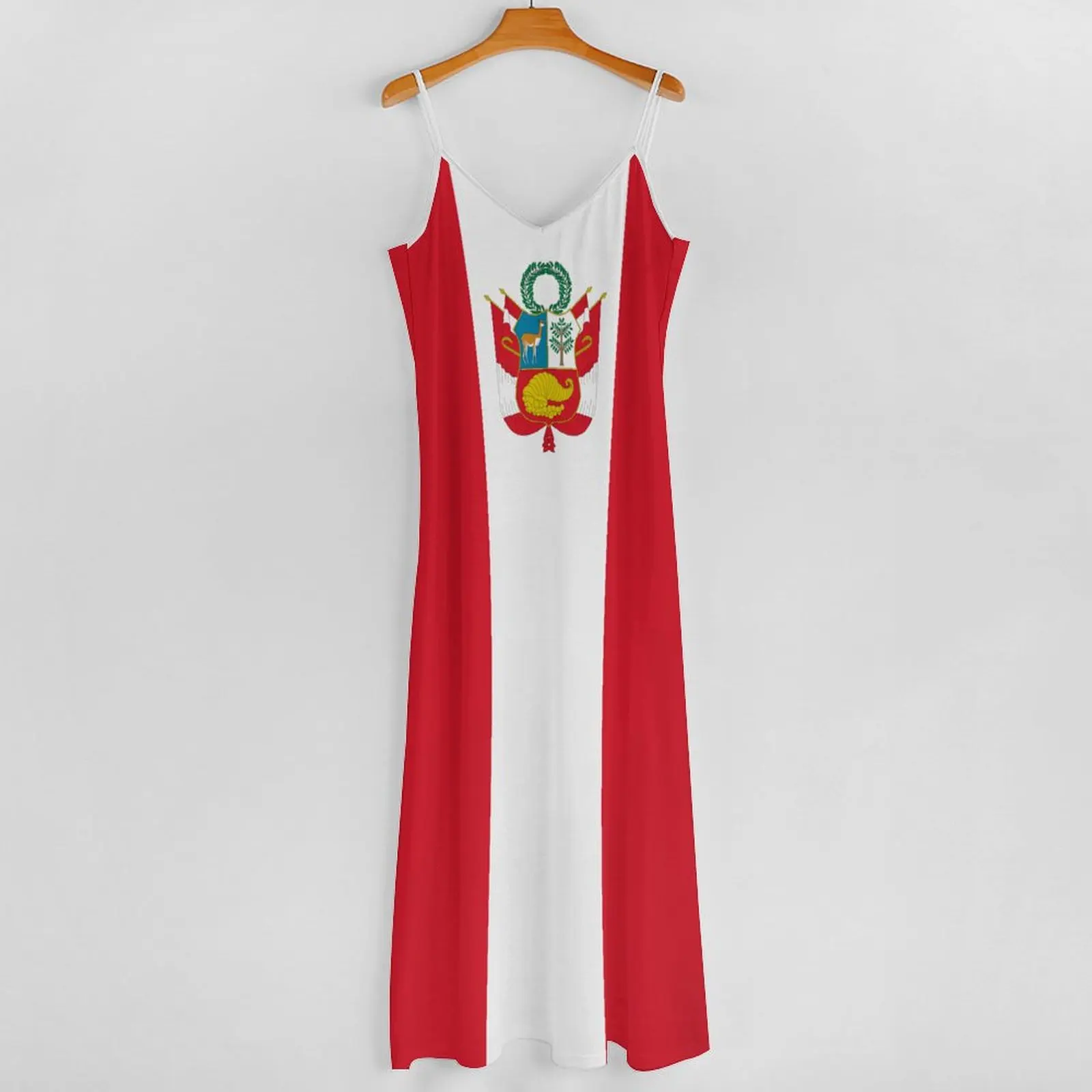 Long Dresses Dress Peru Flag Print New Casual Sleeveless Women's V-Neck Printed Dress Swing Retro Dresses