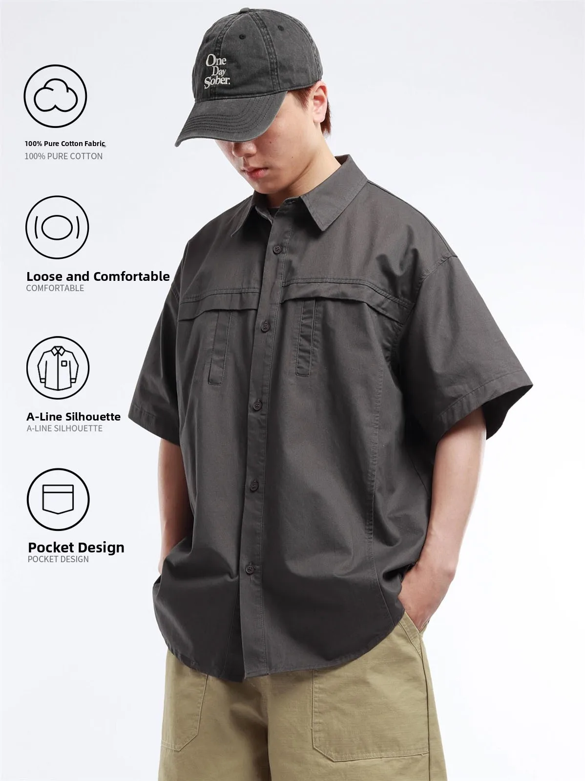 Washed Pure Cotton Casual Shirt BSAPA 2026 Summer Workwear Vintage Loose Fit Men's Women's Trendy Open Cardigan Style