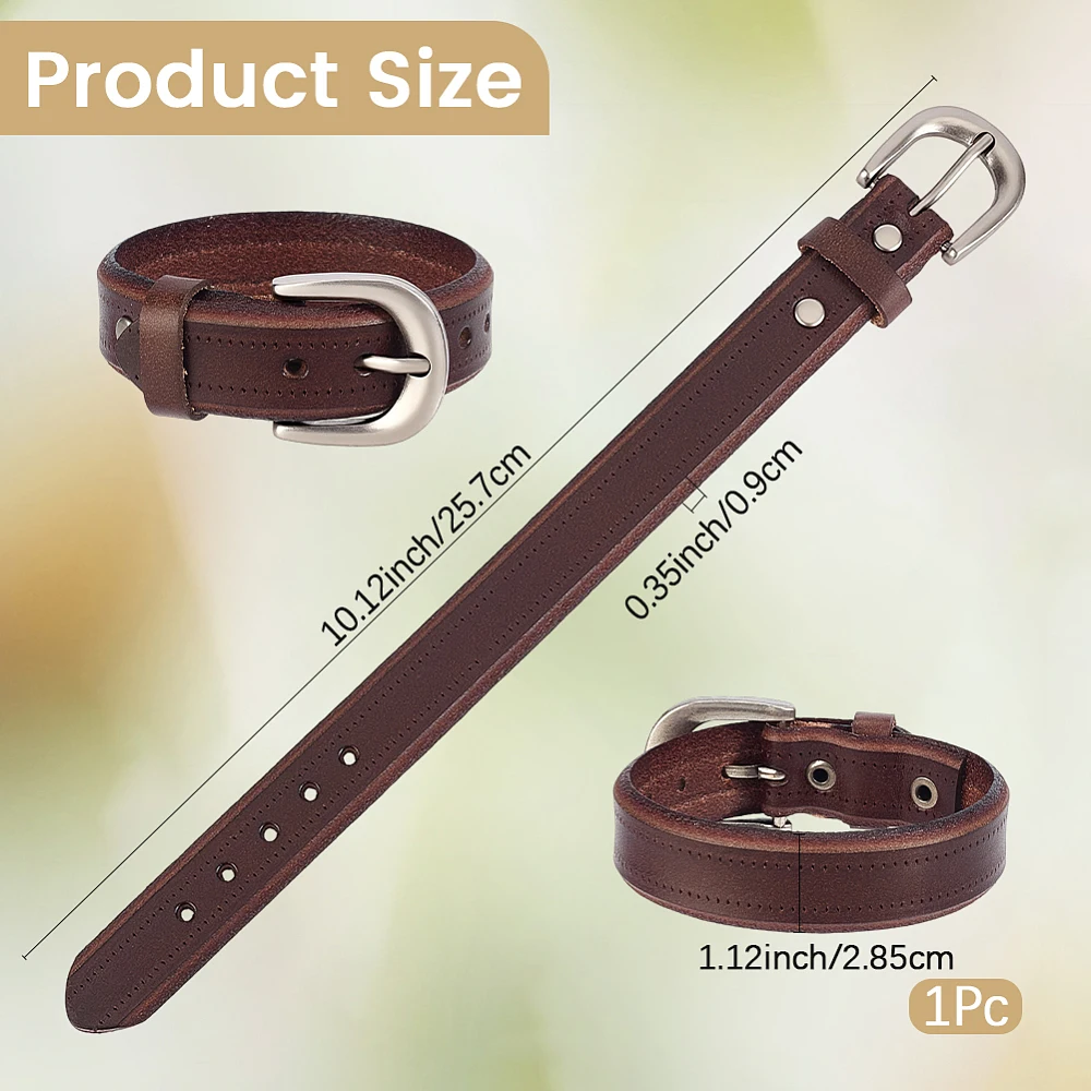 Plain Genuien Leather Bracelet Alloy Buckle Bangle Adjustble Leather Wristband Minimalism Blank Cowhide Wrist Cuff Bracelet