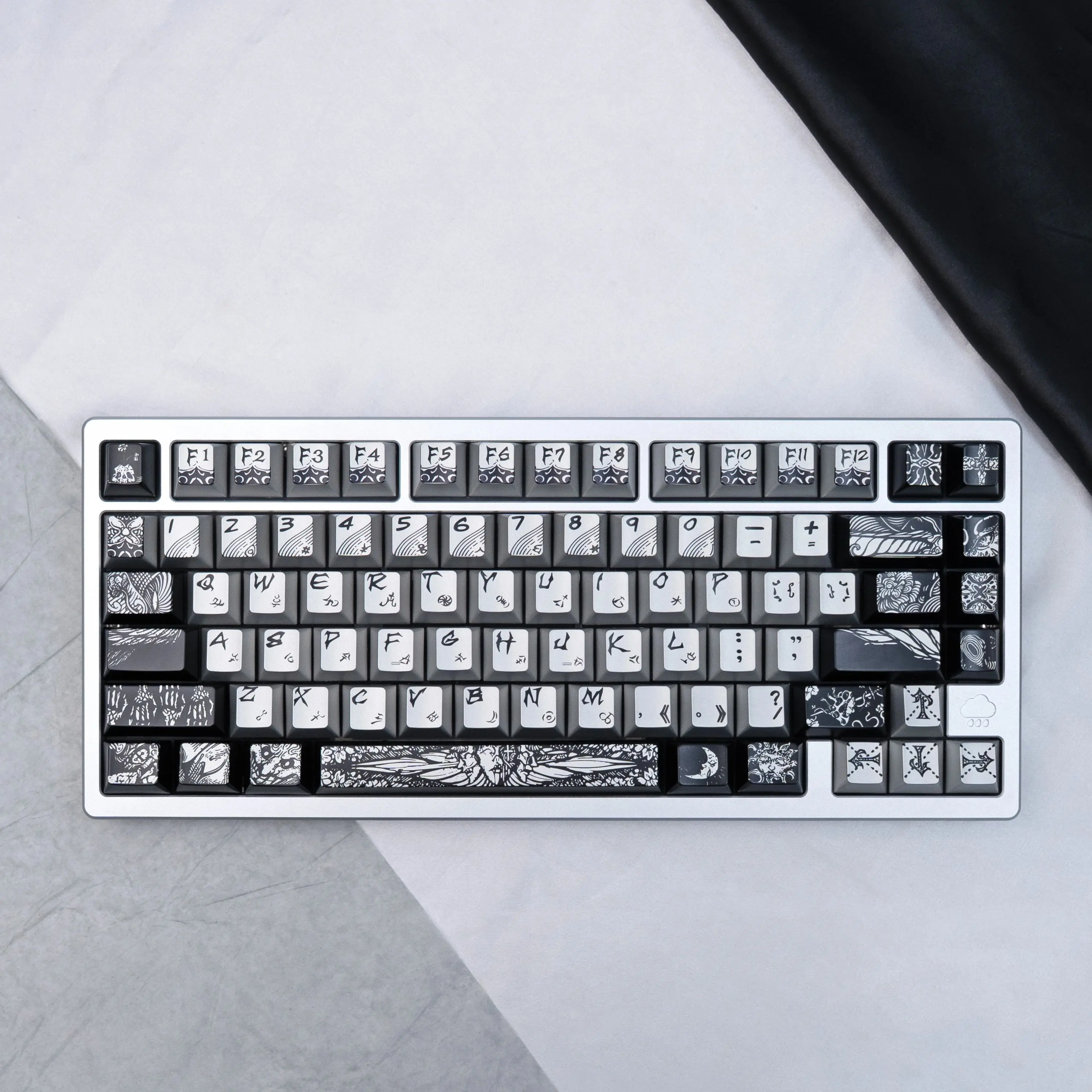 Yong Qiu Fallen Angel Keycaps Cherry Profile Black Color Dark Seraph Metallic Pearlescent PBT Keycap Set For Mechanical Keyboard