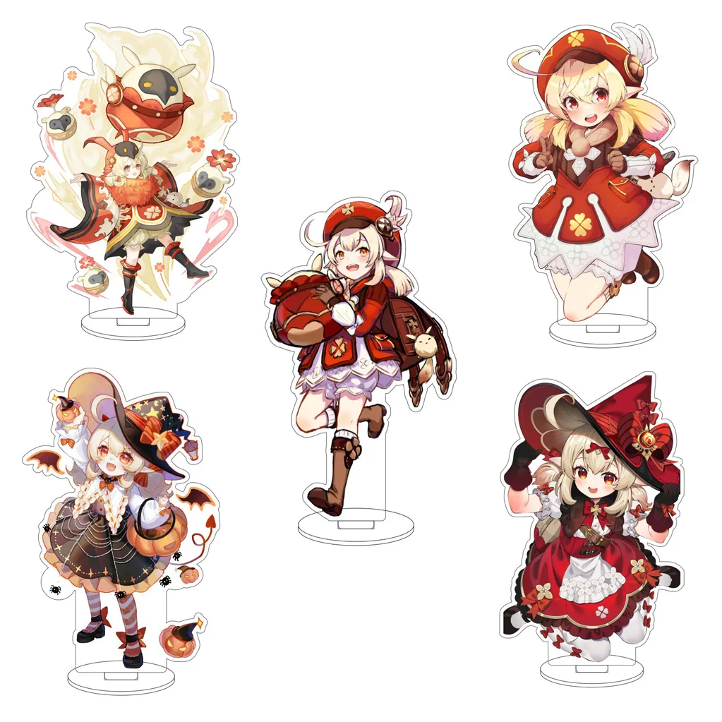 Figura Acrílica de Anime Genshin Impact de 16 cm, Klee, Bennett, Amber, Ganyu, Aether, Lumine, Adornos para Escritorio, Decoración Exquisita, Regalos Lindos