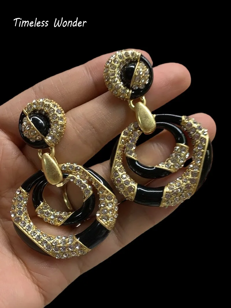 

Timeless Wonder Fancy Enamel Zircon Geo Stud Earrings Women Designer Jewelry Trendy Gift Top Classy Simple Neat 5133