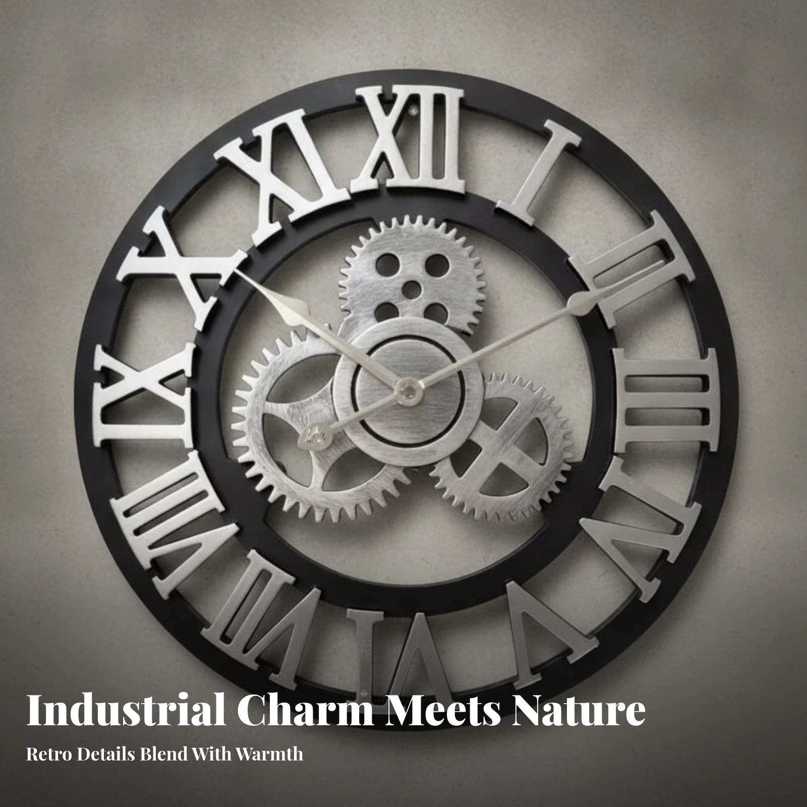 Vintage Gear Wall Clock Quartz Movement Gear Wall Clock Home Decor Indoor Battery Operated for Bar