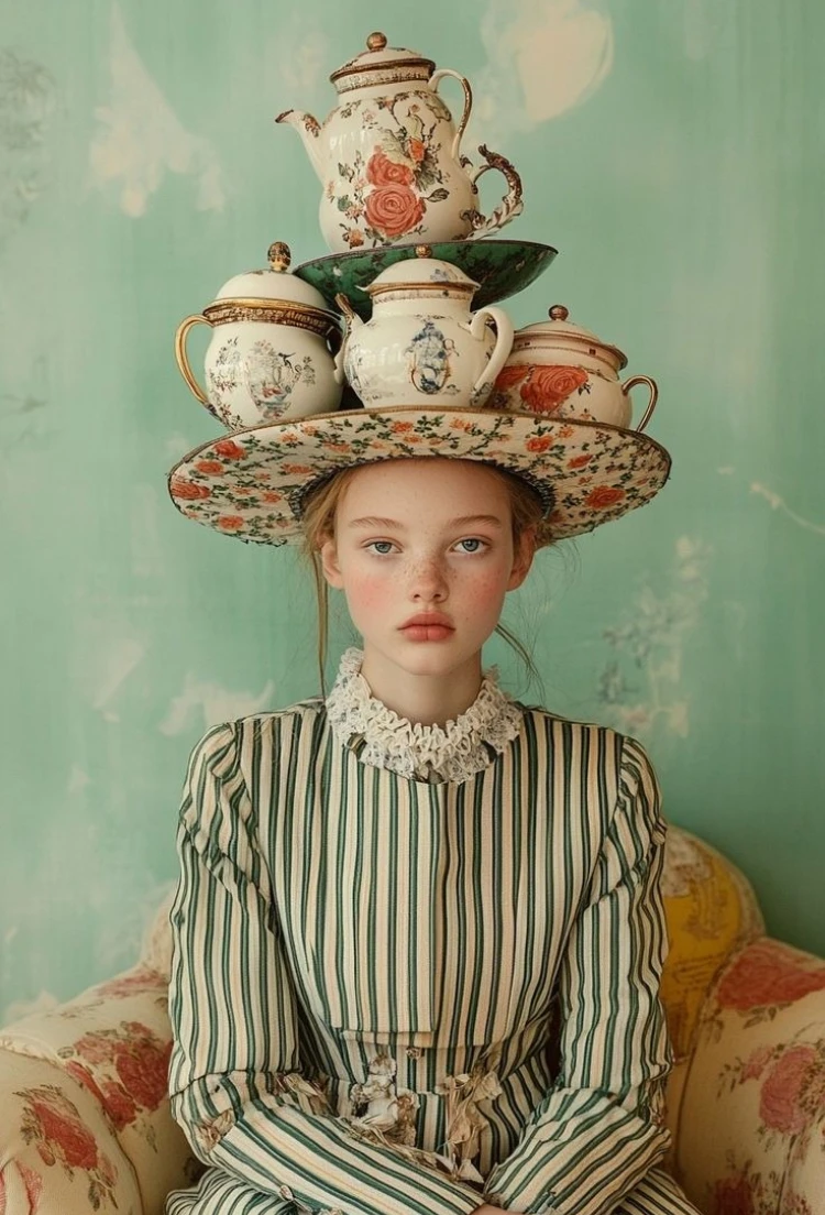 500/1000/1200/2000 PCS Jigsaw Puzzles Abstract Woman with Cup on Head Family Activity Games for Gameroom Bedroom Gift Home Decor