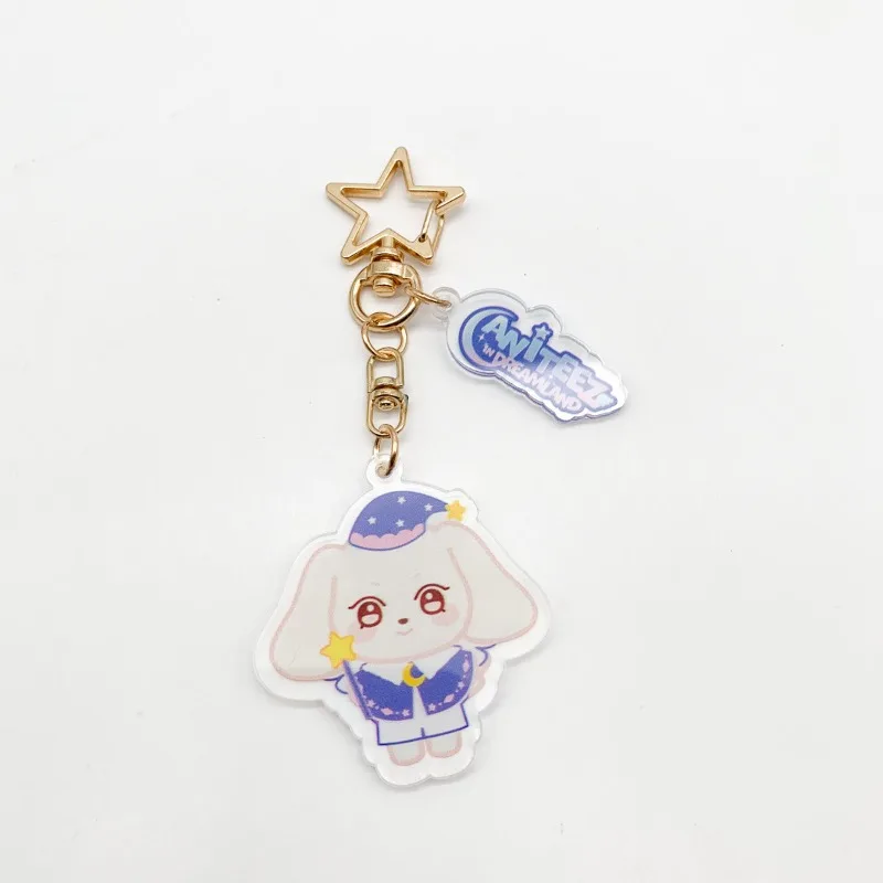 DREAMLAND Cartoon Idol Boys Group Keychain Hongjoong Seonghwa Yunho Animal Figure Keyring Pendant Accessories Fans Gift