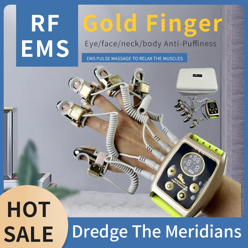 

Portable Microcurrent Rf Golden Finger Skin Massager Ems Vibration Massage Diamond Finger Massager For Wrinkle Removal