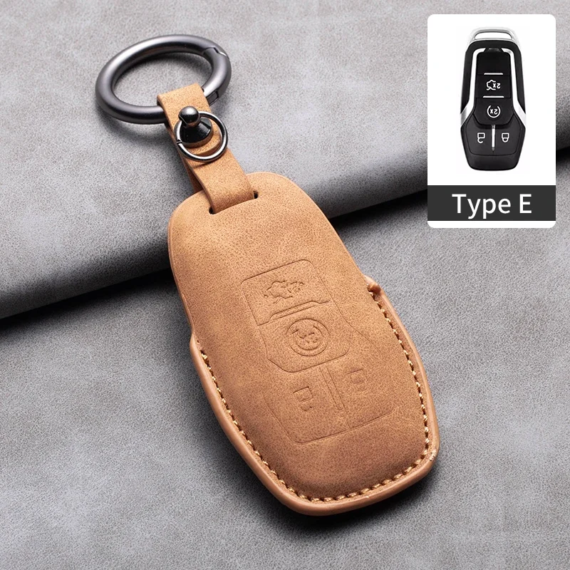 

Leather Car Remote Key Case Cover for Ford Fusion Mondeo Mustang F-150 Explorer Edge 2015 2016 2017 2018 Protector Car Key Fob