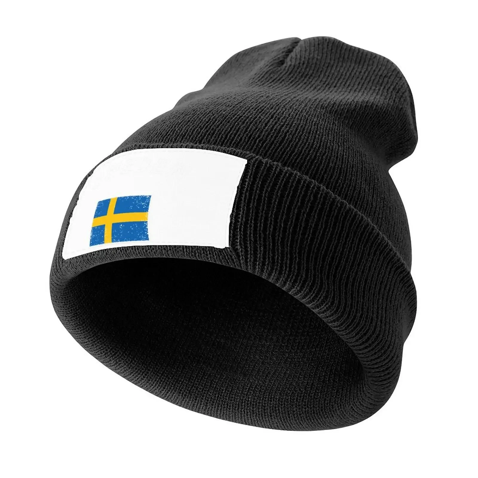 

Sweden Swedish flag flag Knitted Cap black Anime Rave Bobble Hat Mens Caps Women's