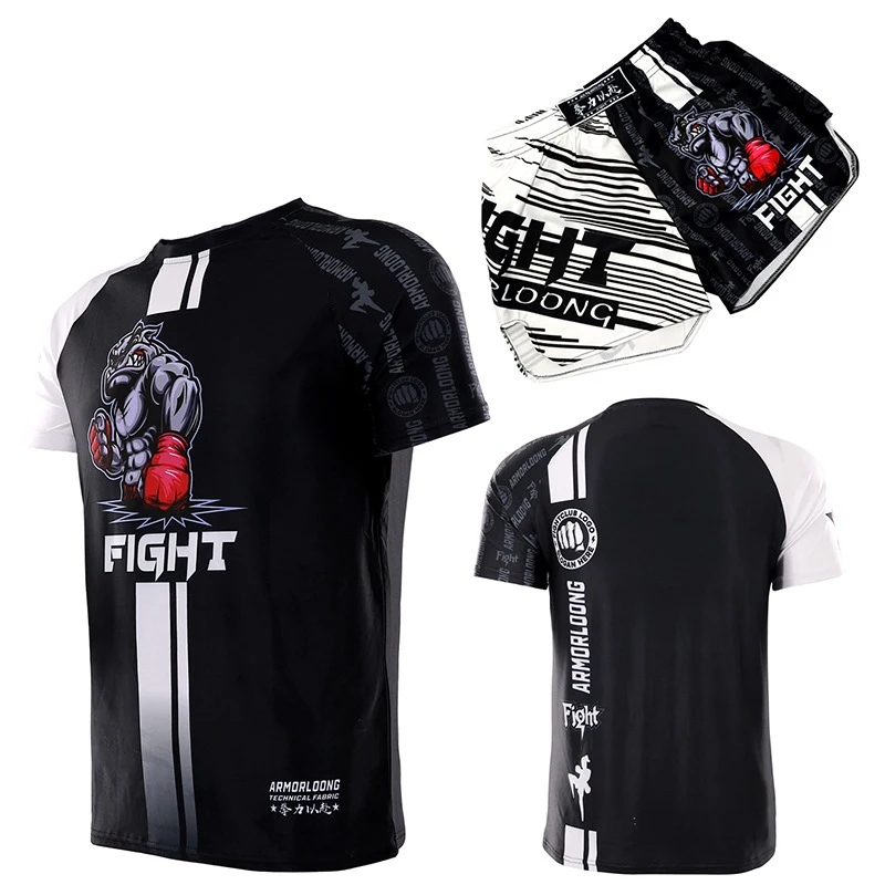 NingShorts-T-shirt de boxe muay-thaï pour MMA, tenue de sport, gym, fitness, costume d'entraînement, arts martiaux, Y-pantalon