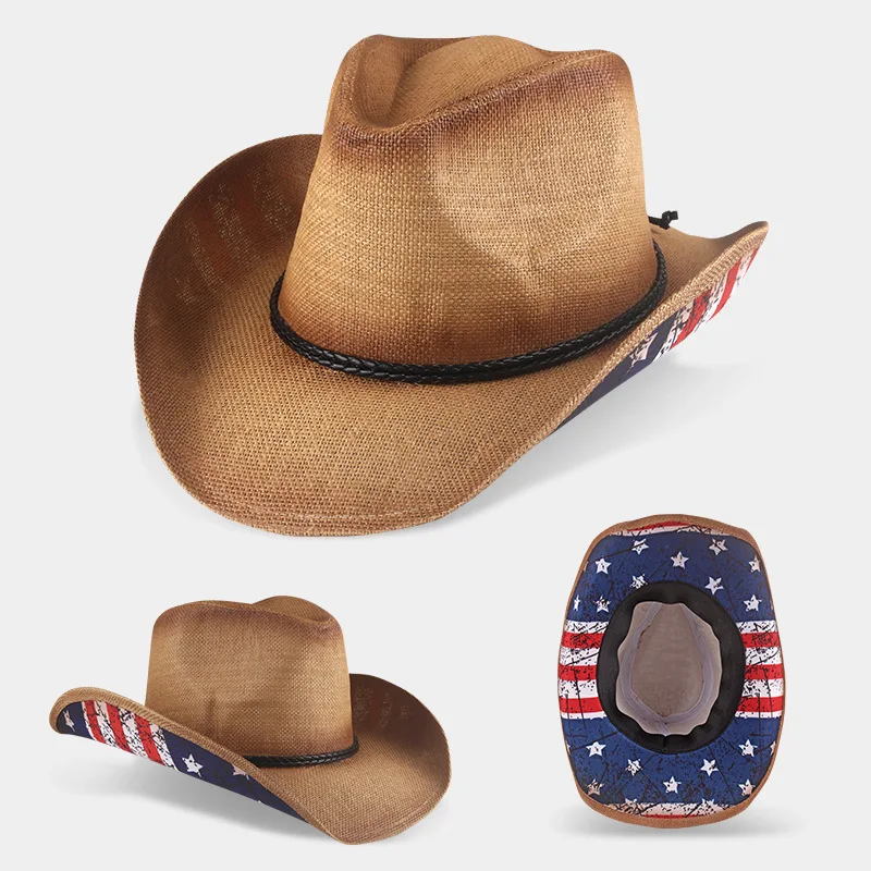 Fashion Cowboy Hat Vintage Straw Hat 2023 New Men\'s and Women\'s Jazz Large Thickened Cowboy Hat Straw Hat Sun Hat Summer Hat