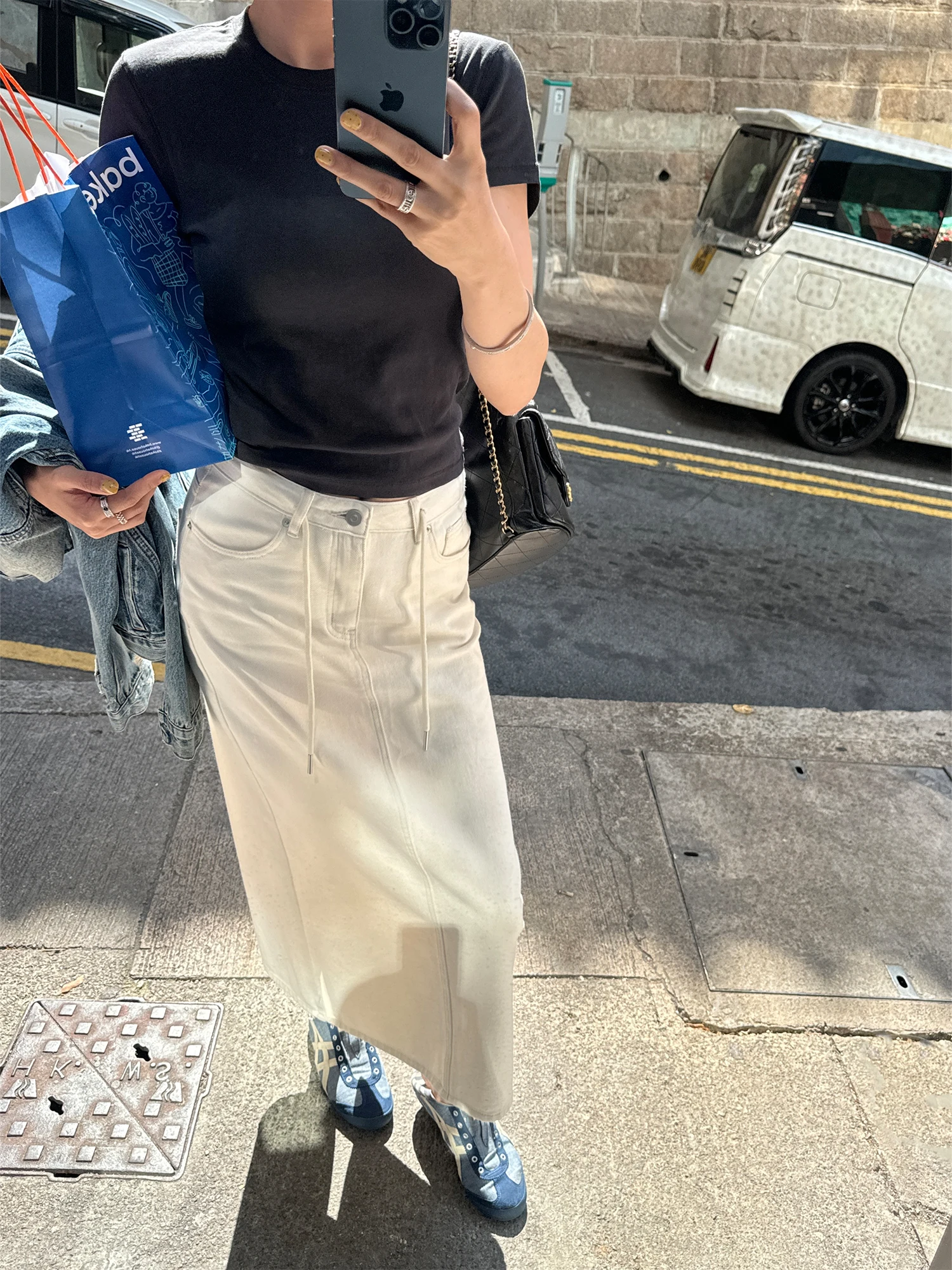 

White Asymmetrical A-Line Skirt Casual Loose Drawstring Korean Style Half-length Women's Fashion Spring Summer New Arrival