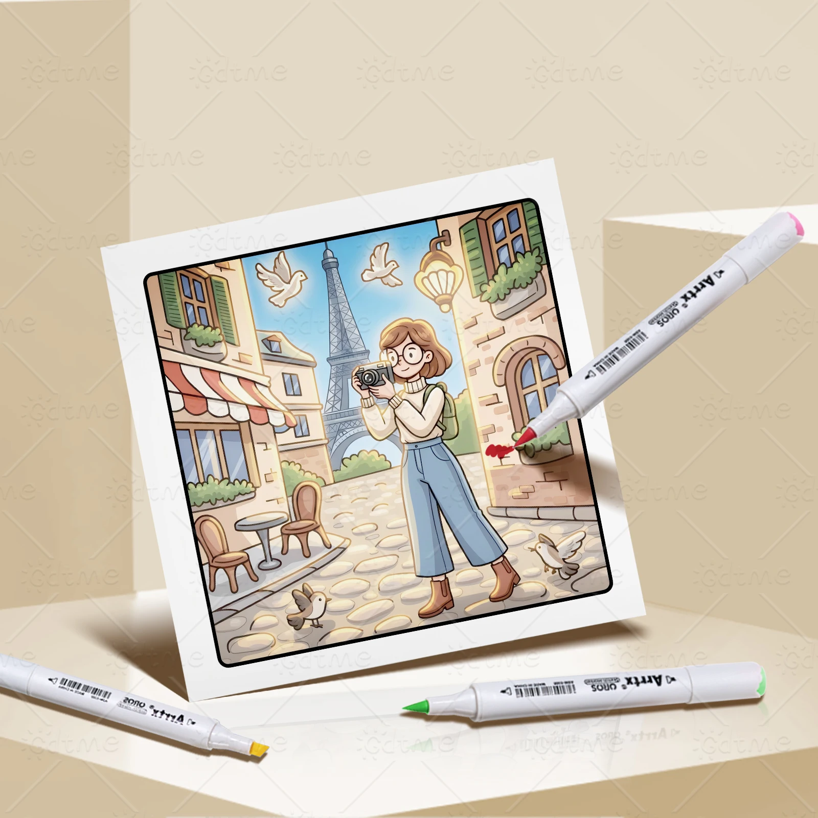 GIRL IN PARIS Bold-easy Patterns Coloring Book for Adults Cute Drawing Book Perfect Gift for Party and Birthday ﻿ image 5