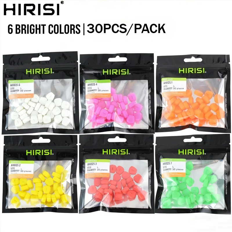 2026 HIRISI Cebo de maíz multicolor para pesca de carpa, 30 unidades/paquete, señuelos portátiles de maíz suave artificial para pesca de carpa