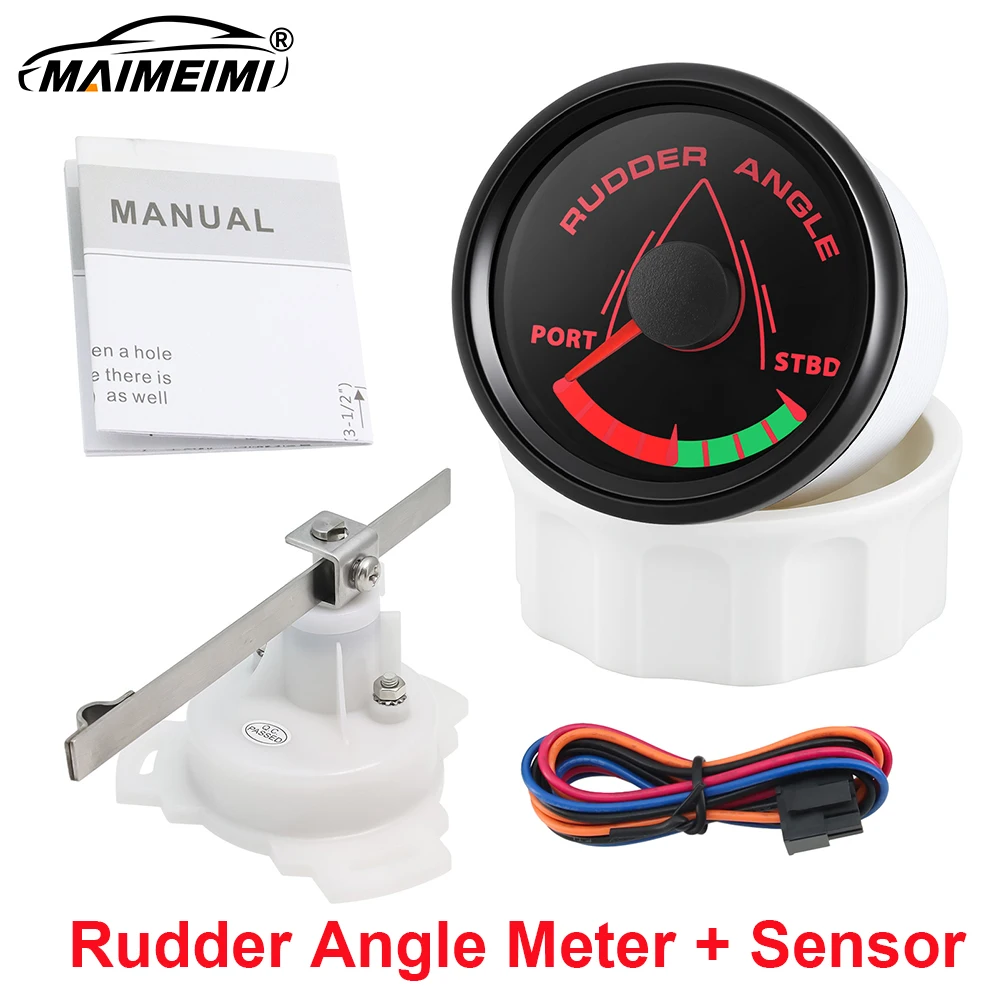 52 MM Roerhoekindicator met 8 kleuren achtergrondverlichting Waterdichte roerpositiemeter met sensor 0-190ohm voor bootjacht Marine
