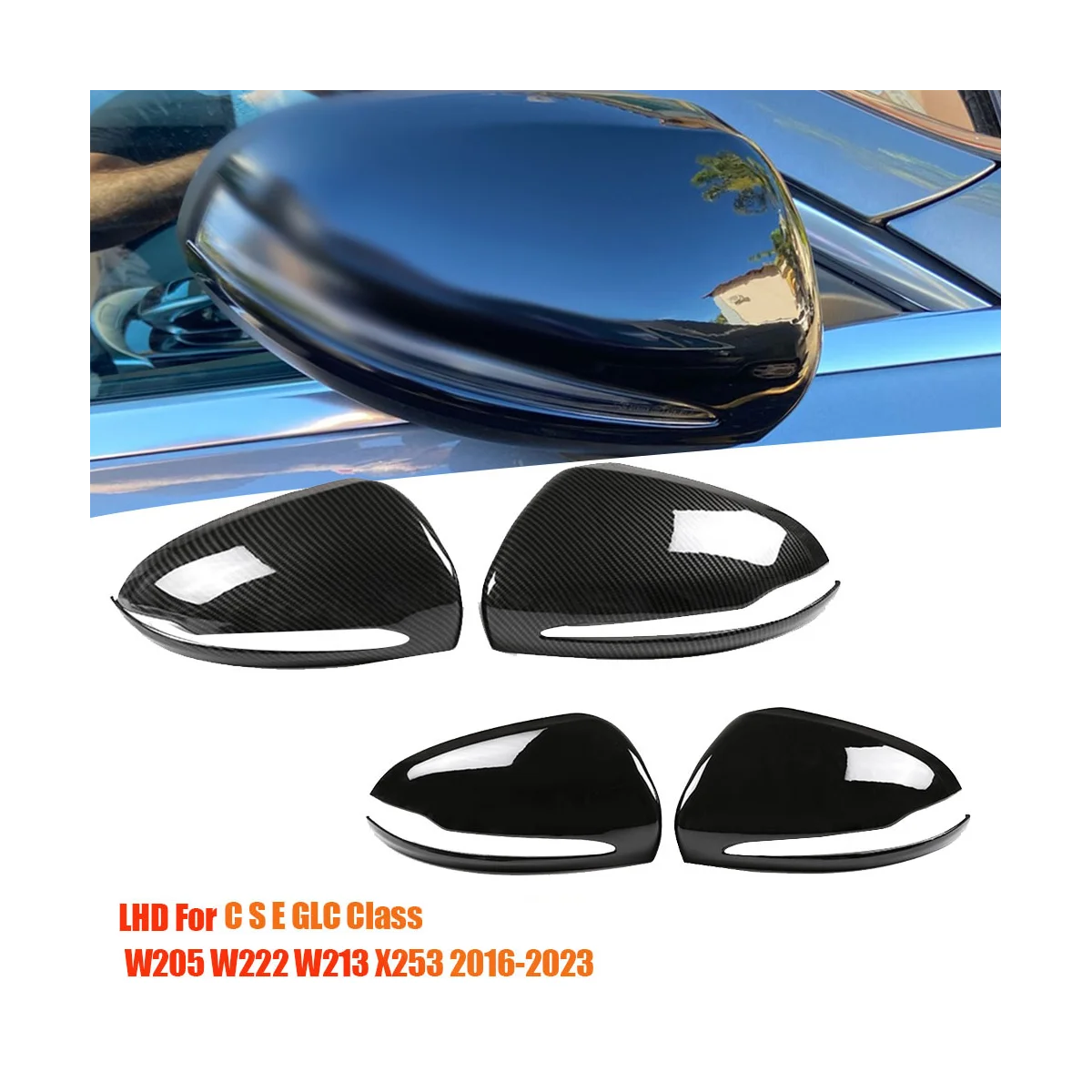 1Pair Rearview Mirror Cover Trim for C S E GLC Class W205 W222 W213 X253 16-23 Side Wing Mirror Shell