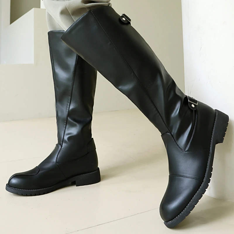 Women's Knee High Boots 2025 Winter Snow Boots Warm Low Heels Black Long Riding Boot Autumn Footwear Shoes Unisex Large Size 49
