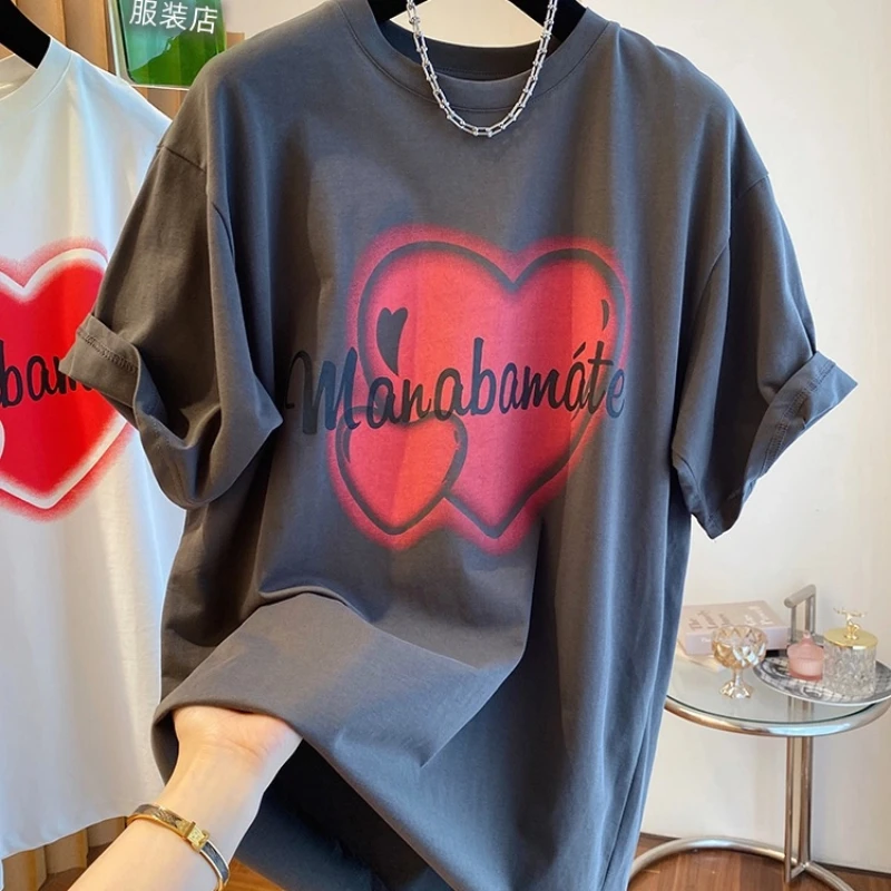 Rue décontracté impression jeunesse hauts amples t-shirts femmes vêtements été à manches courtes jeunesse grande taille tendance t-shirts mode coréenne