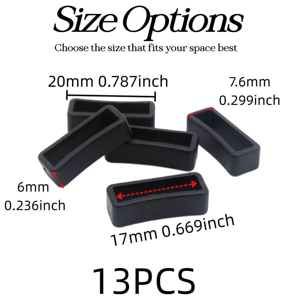 Plastic Strap Keepers Belt Loop Buckle 5/8 inch 13 Pack for Pet Collars,Backpack Strap Webbing 17mm