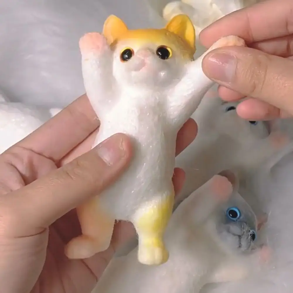 Novidade lento rebote gato boneca squeeze brinquedo animal dos desenhos animados simulação gato squeeze brinquedos macio colorido gato brinquedo fidget escritório