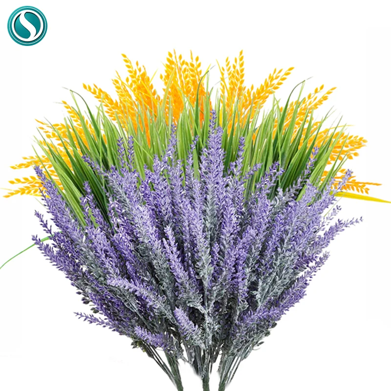 1 Bunch Provence Lavender Artificial Flowers Home Vase Decoration Grass Cereal Festive Decoration Fake Plant Flower Arrangement