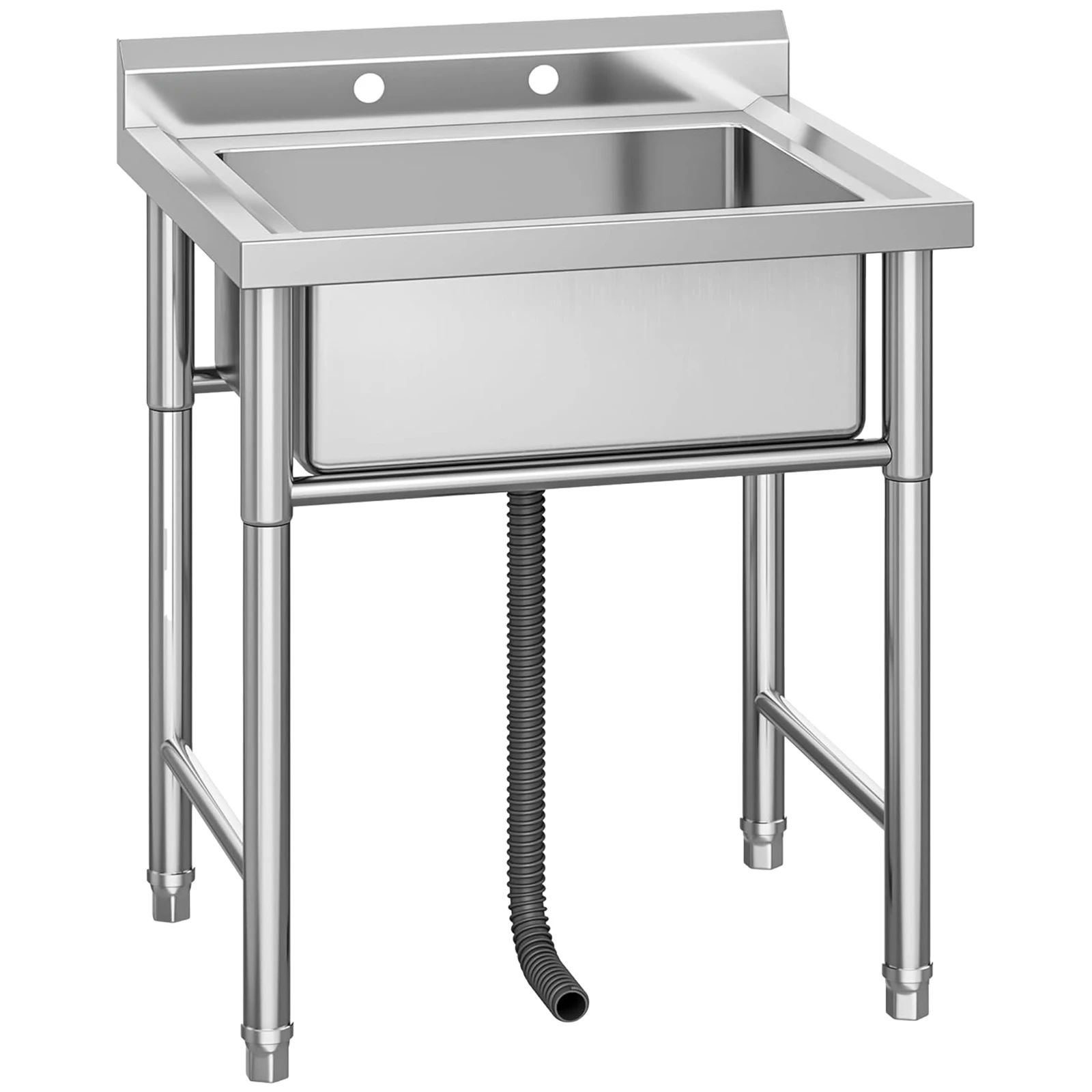 Fregadero de acero inoxidable, fregadero comercial de preparación de cocina de un solo cuenco con banco de trabajo, fregadero de restaurante independiente para garaje,