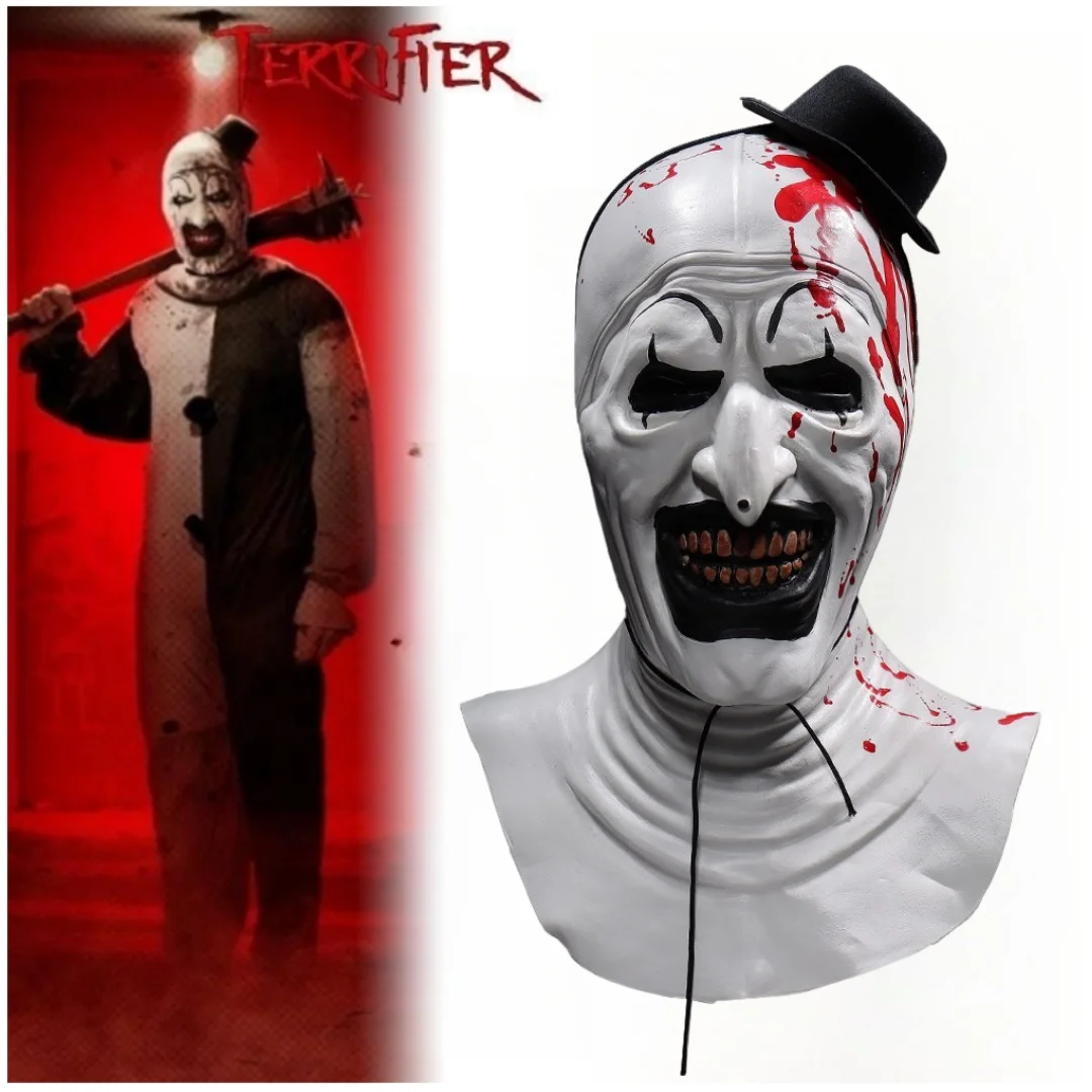 

Horror Terrifier Clown Mask Cosplay Clown Funny Latex Soft Demon Evil Joker Halloween Party Costume Masks Adult One Size