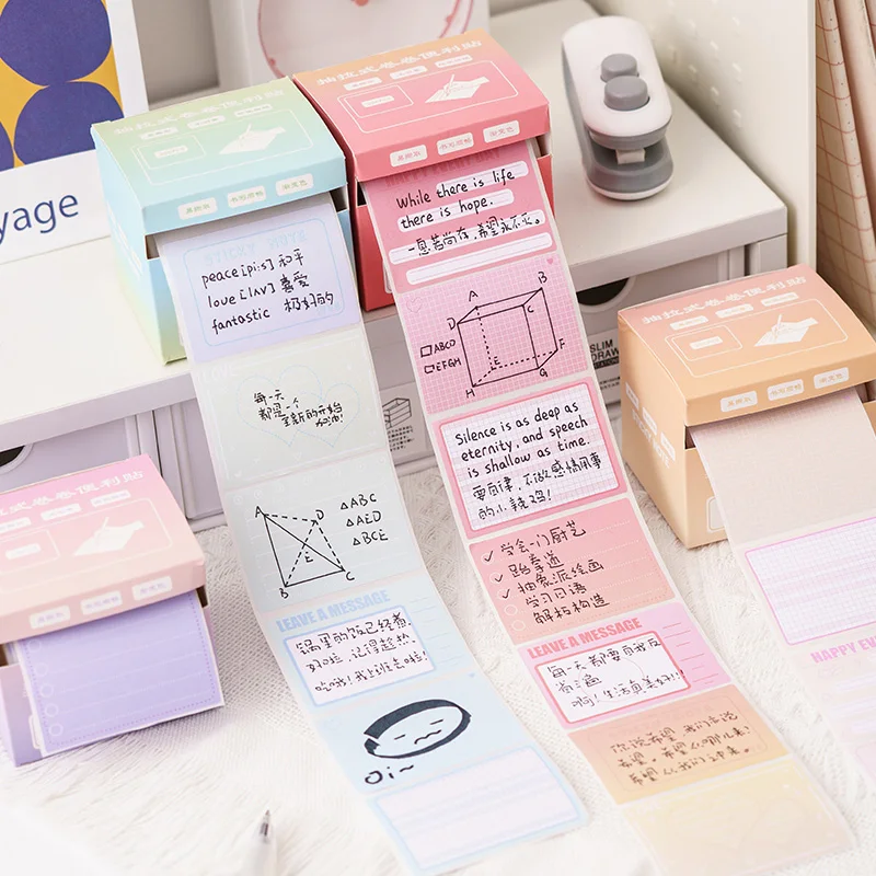 256 sheets / 1 box pull-out sticky notes gradient color full adhesive sticky notes roll student simple tearable notes